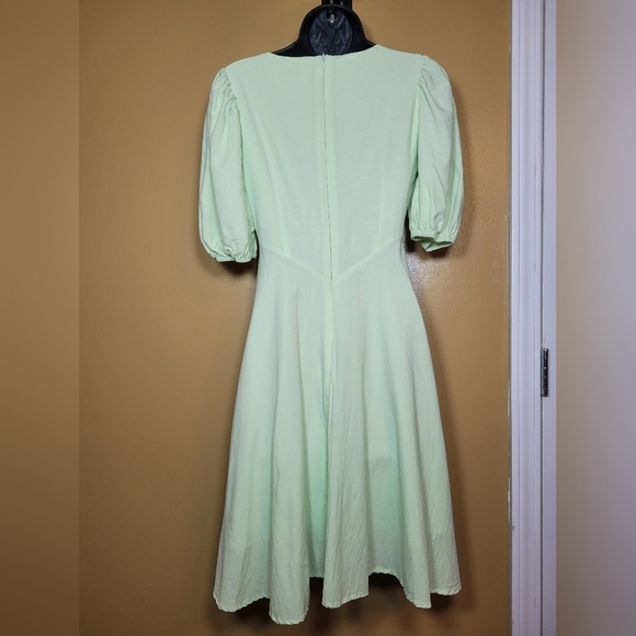 Rosesbythepetal 100% Linen Green Cottagecore Cottage Core Knee Length Dress sz S - Picture 10 of 11